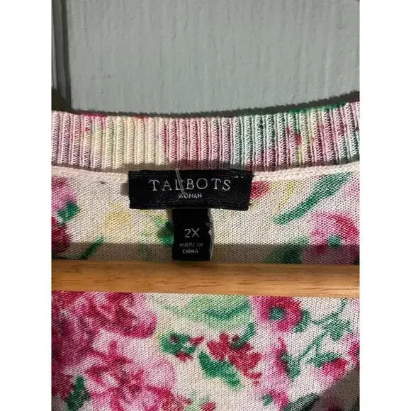 Talbots Floral Cardigan Sweater - Vibrant Spring Colors, Size 2X - Picture 4 of 7